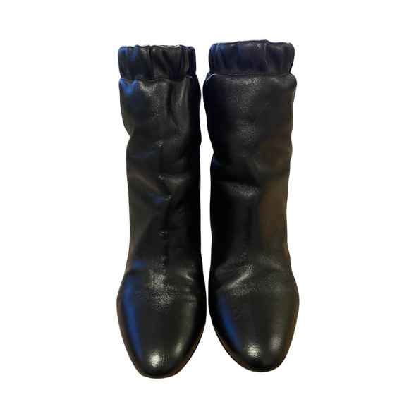 Jimmy Choo 8.5 Marva Scrunch Top Leather Ankle Bootie Boot Block Heel Black 39 - Picture 6 of 10